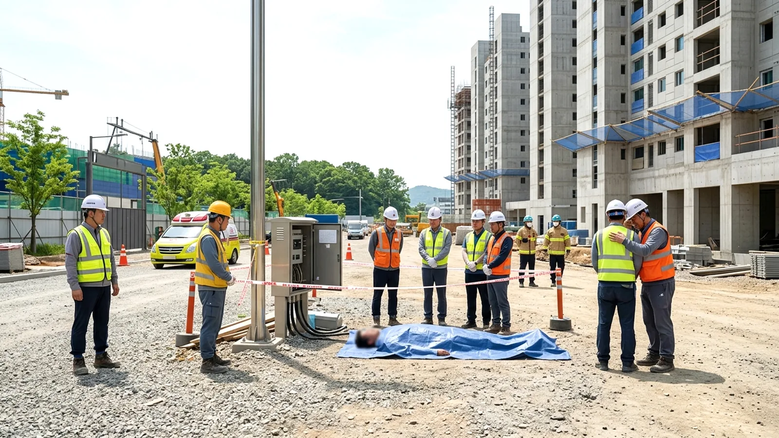 Hwaseong: Một lao động 50 tuổi tử vong do bị điện giật tại công trường xây dựng